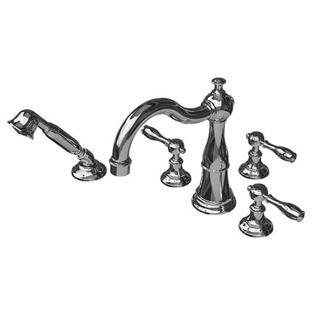 NEWPORT BRASS Tub Faucet with Hand Shower, Flat Black, Deck 3-1777/56